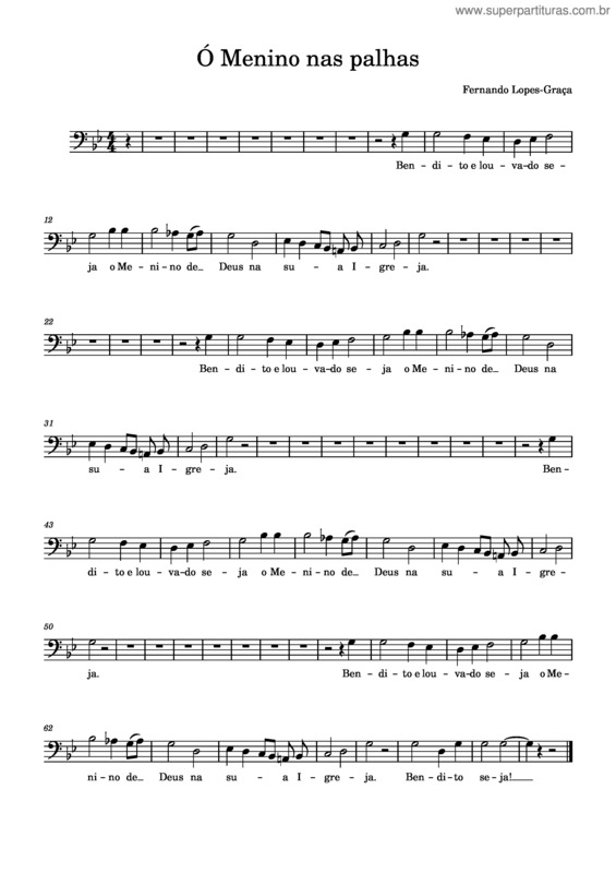 Partitura da música Lopes–Graça – O Menino Nas Palhas