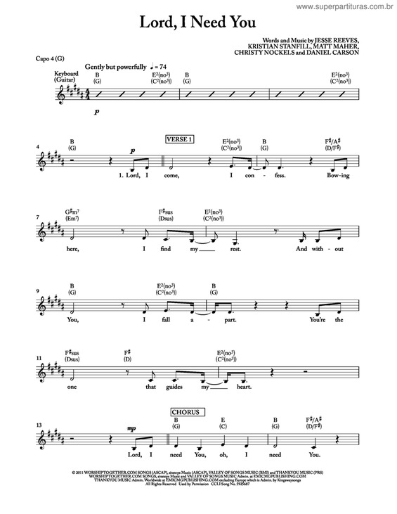 Partitura da música Lord, I Need You