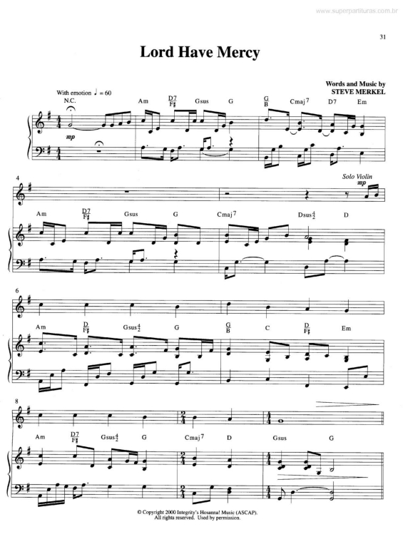 Partitura da música Lord Have Mercy v.2