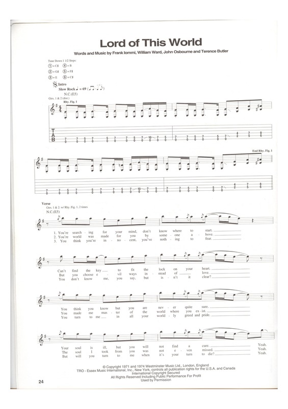 Partitura da música Lord Of This World