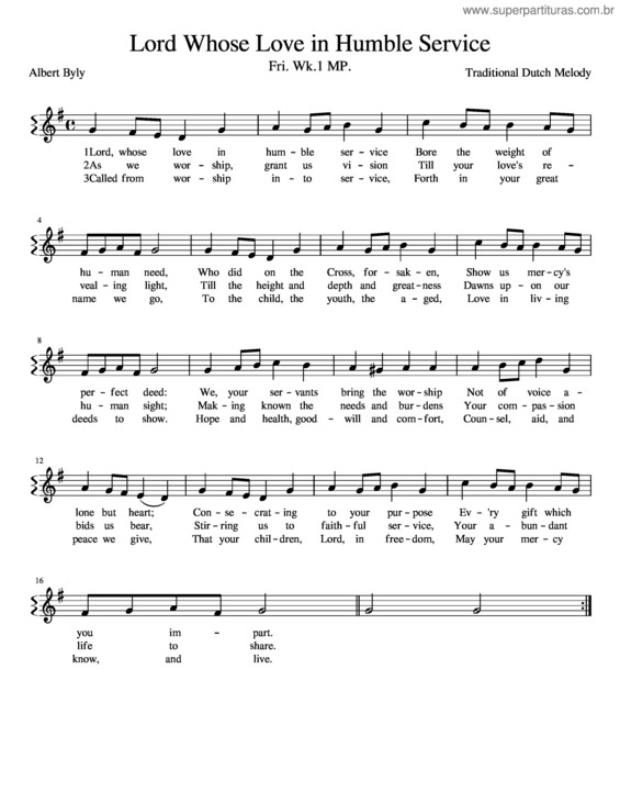 Partitura da música Lord Whose Love In Humble Service