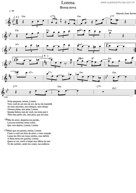 Partitura da música Lorena