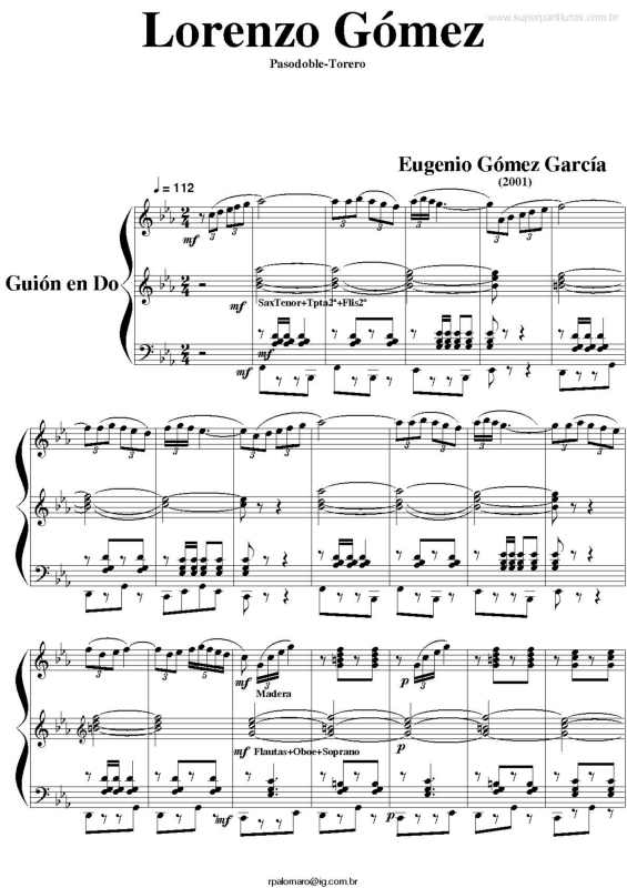 Partitura da música Lorenzo Gómez