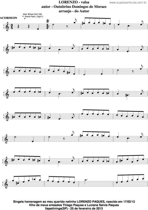 Partitura da música Lorenzo v.2