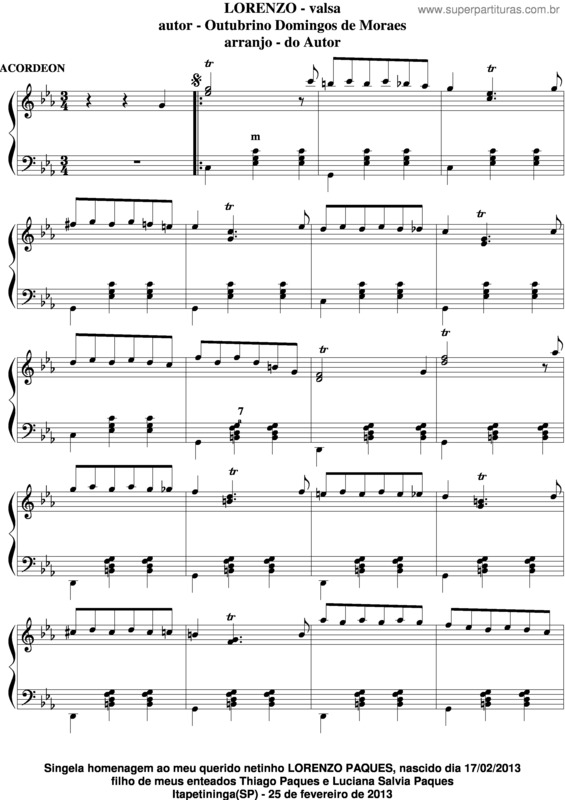 Partitura da música Lorenzo