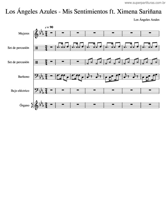 Partitura da música Los Ángeles Azules – Mis Sentimientos Ft. Ximena Sariñana