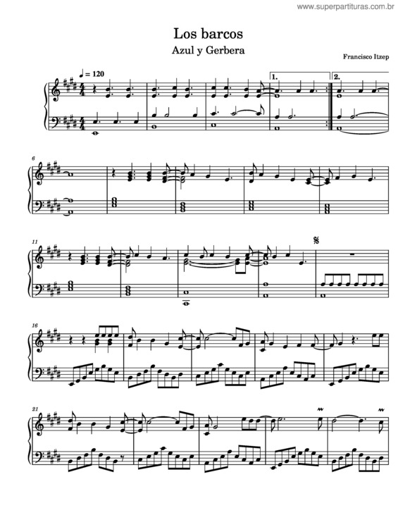 Partitura da música Los Barcos – Azul Y Gerbera