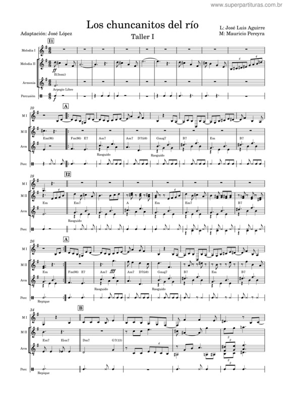 Partitura da música Los Chuncanitos Del Río – José Luis Aguirre