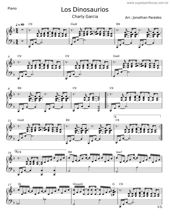 Partitura da música Los Dinosaurios v.3