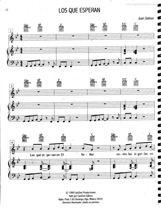 Partitura da música Los que Esperan