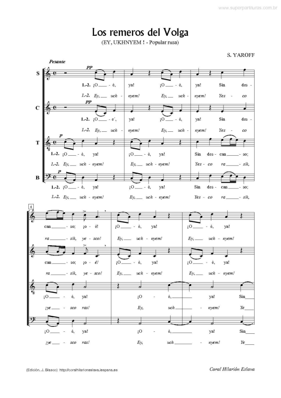 Partitura da música Los Remeros del Volga