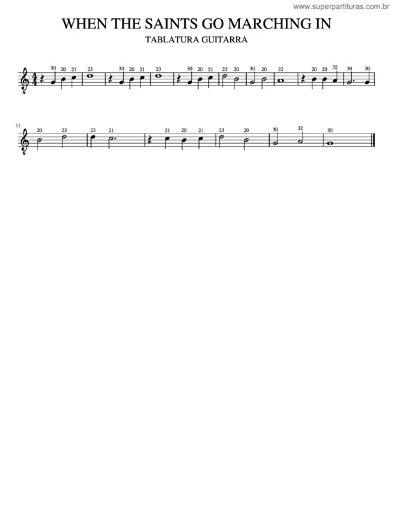 Partitura da música Los Santos Tablatura Guitarra