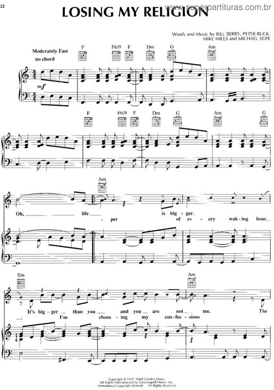 Partitura da música Losing My Religion V.3