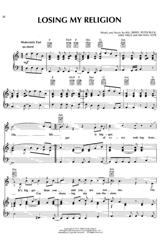 Partitura da música Losing My Religion v.5