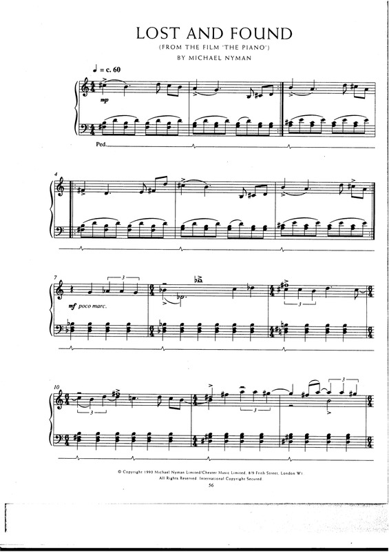 Partitura da música Lost And Found (The Piano)