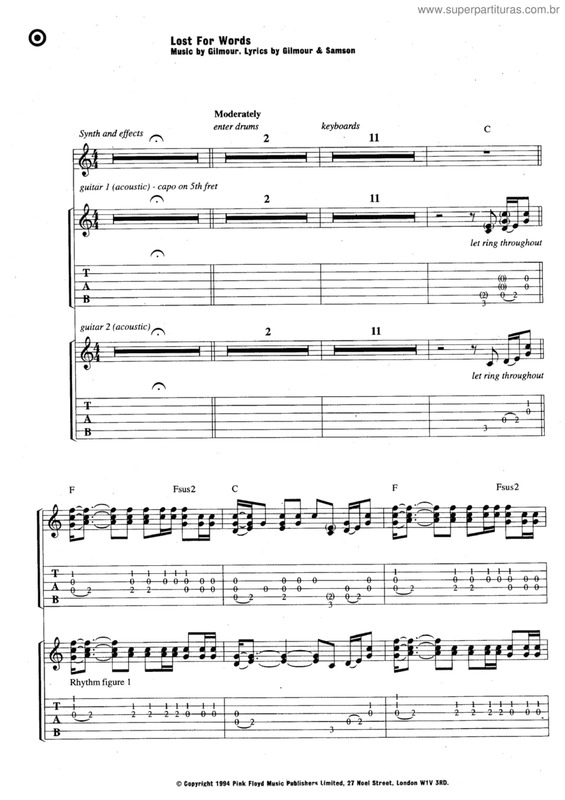 Partitura da música Lost for words v.2