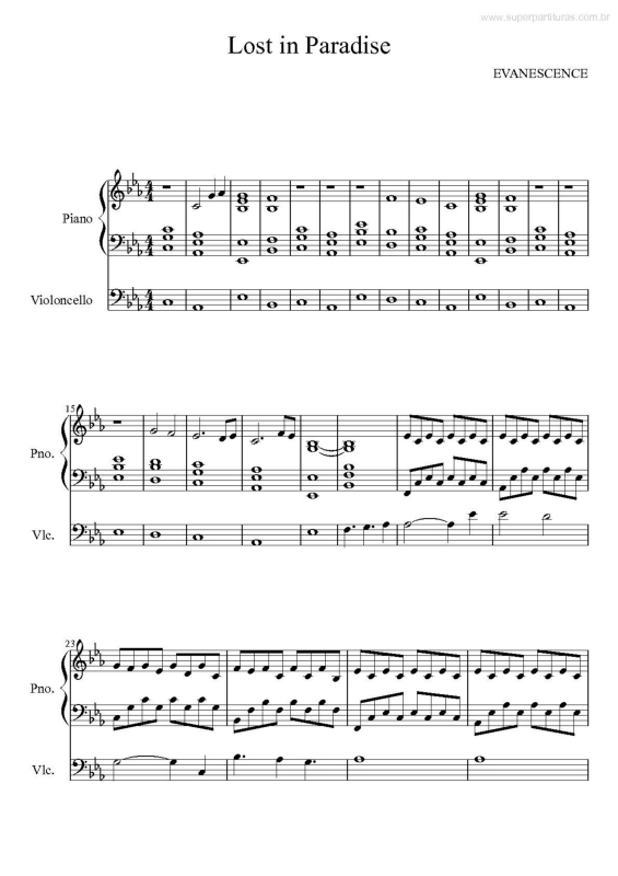 Partitura da música Lost In Paradise v.2