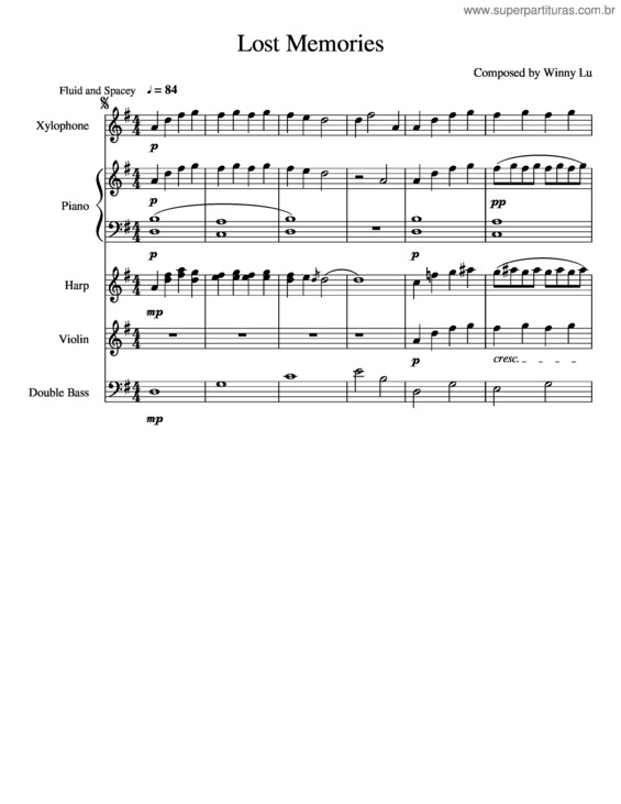 Partitura da música Lost Memories