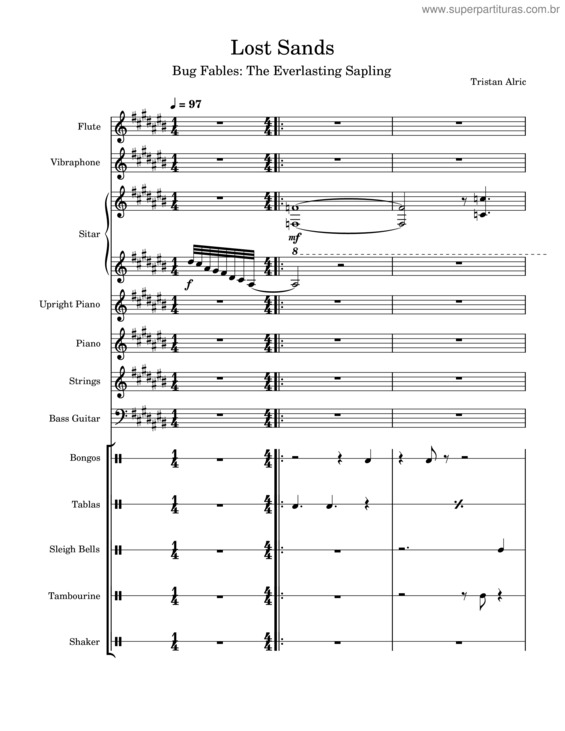 Partitura da música Lost Sands – Bug Fables