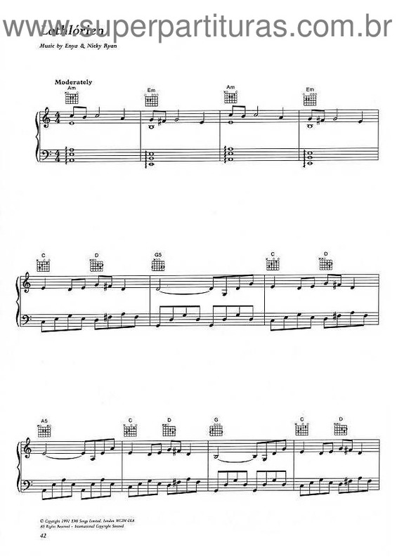 Partitura da música Lothlórien v.2