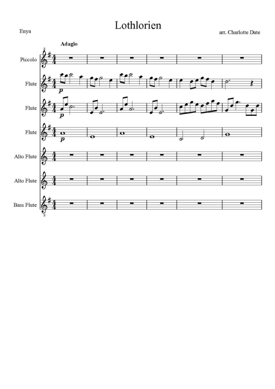 Partitura da música Lothlorien