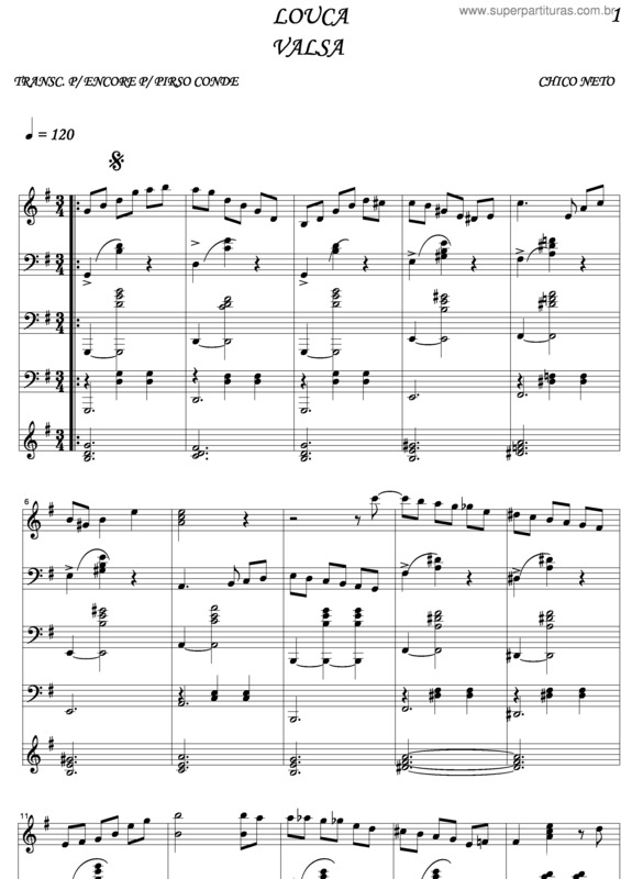 Partitura da música Louca v.2