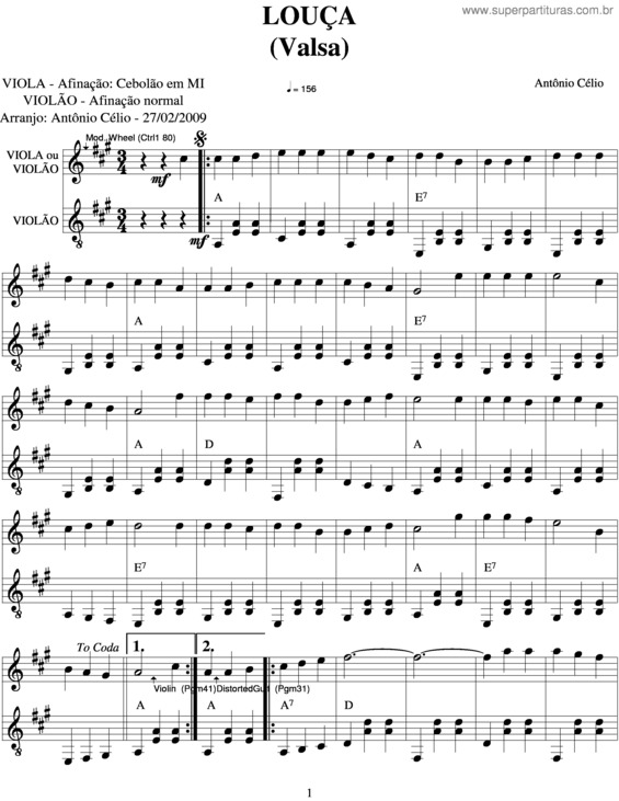 Partitura da música Louça v.3