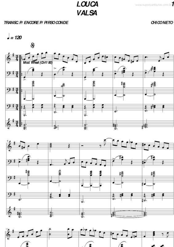 Partitura da música Louca