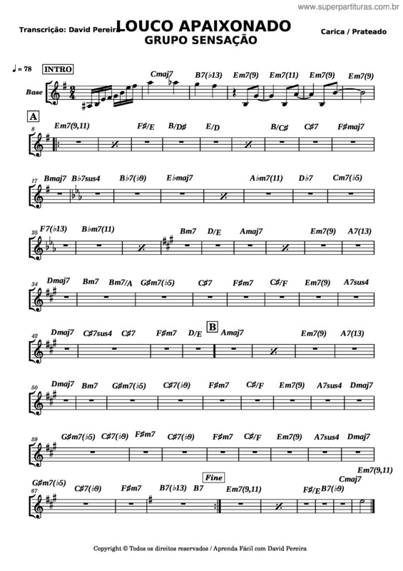Partitura da música Louco Apaixonado