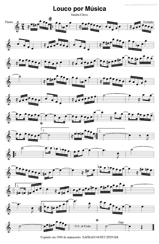 Partitura da música Louco por Música