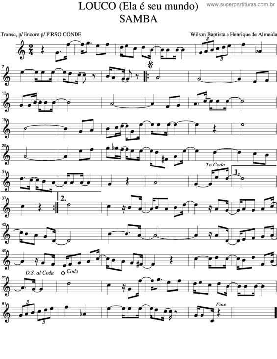 Partitura da música Louco