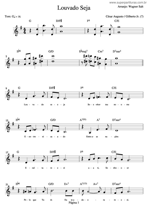 Partitura da música Louvado Seja