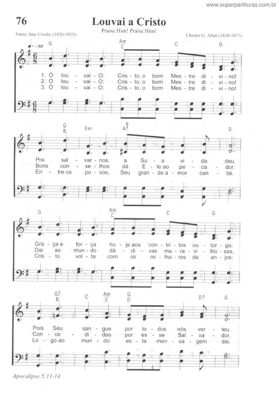 Partitura da música Louvai A Cristo