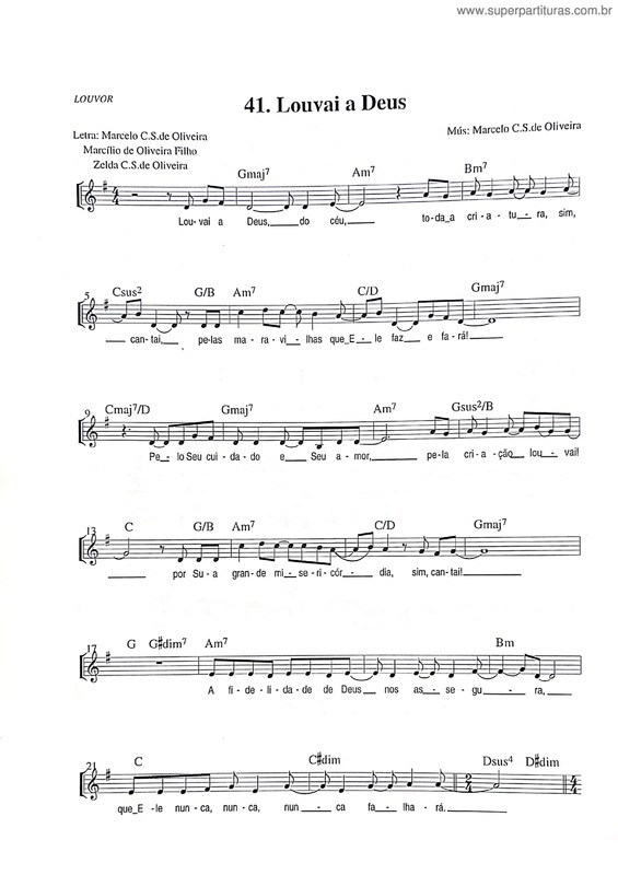 Partitura da música Louvai A Deus v.2