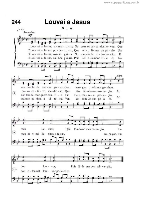 Partitura da música Louvai A Jesus