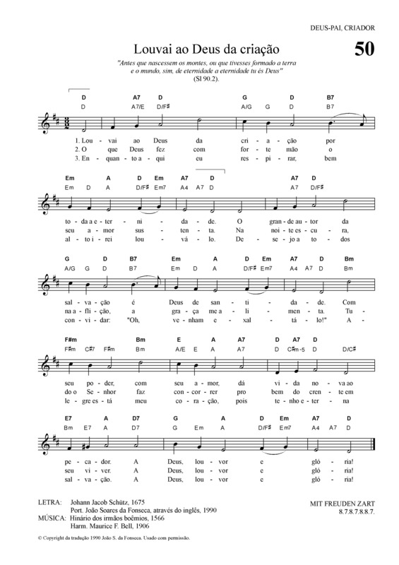 Partitura da música Louvai Ao Deus Da Criação