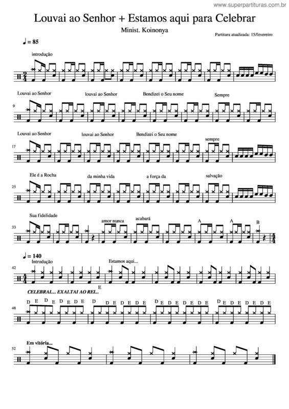 Partitura da música Louvai Ao Senhor + Estamos Aqui