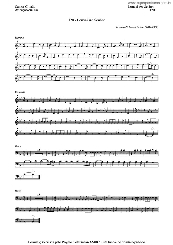 Partitura da música Louvai Ao Senhor v.2