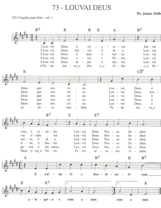 Partitura da música Louvai Deus