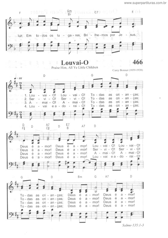 Partitura da música Louvai-O