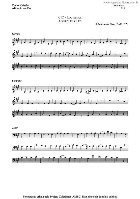 Partitura da música Louvamos v.2