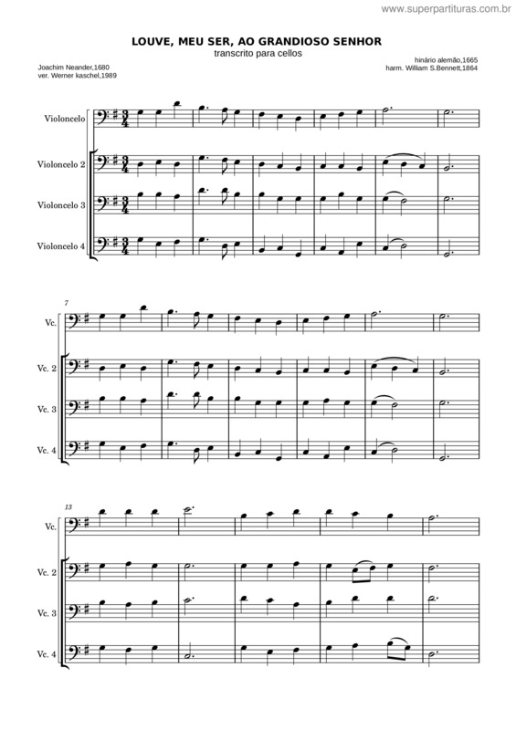 Partitura da música Louve, Meu Ser, Ao Grandioso Senhor v.3