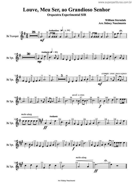 Partitura da música Louve, Meu Ser, Ao Grandioso Senhor