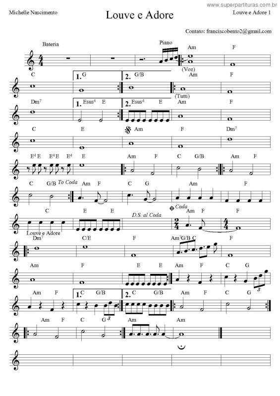 Partitura da música Louve E Adore