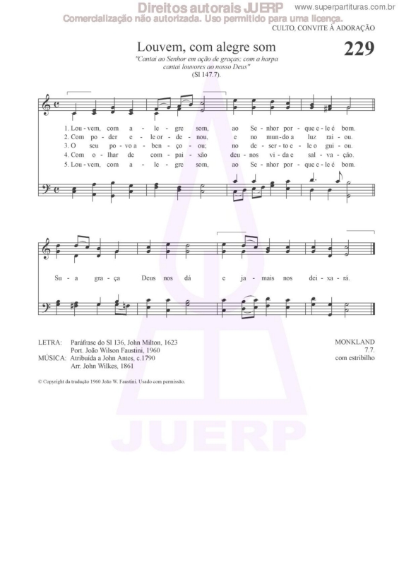 Partitura da música Louvem, Com Alegre Som - 229 HCC v.2
