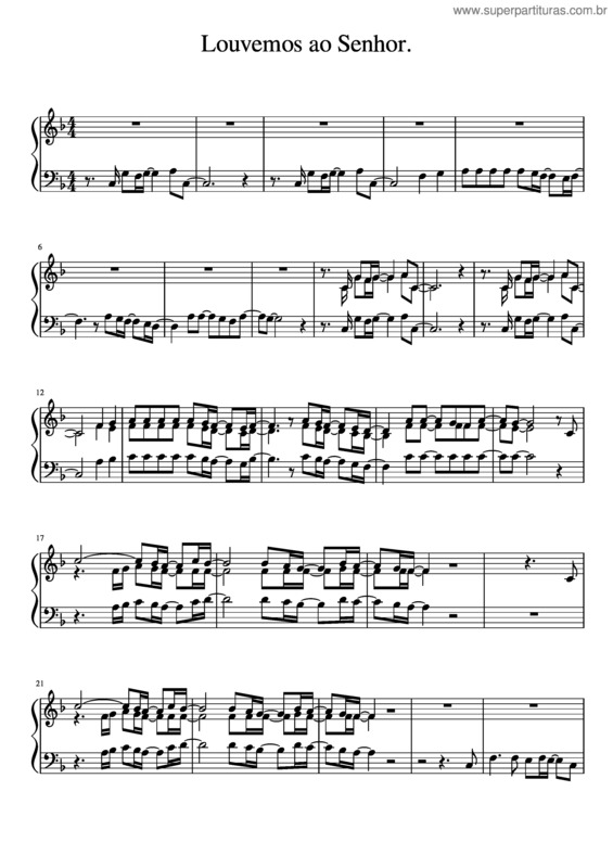 Partitura da música Louvemos Ao Senhor.