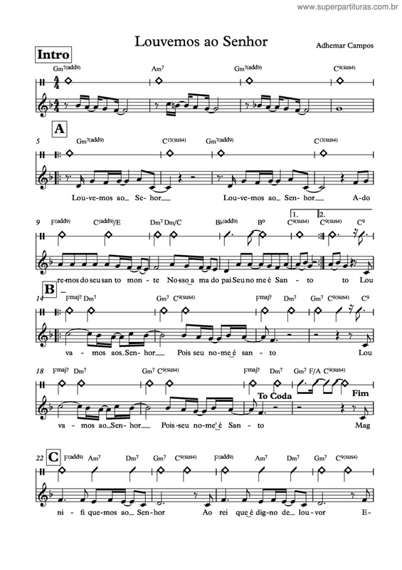 Partitura da música Louvemos Ao Senhor v.3