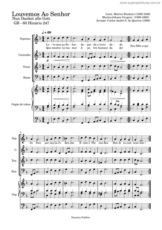 Partitura da música Louvemos Ao Senhor v.4