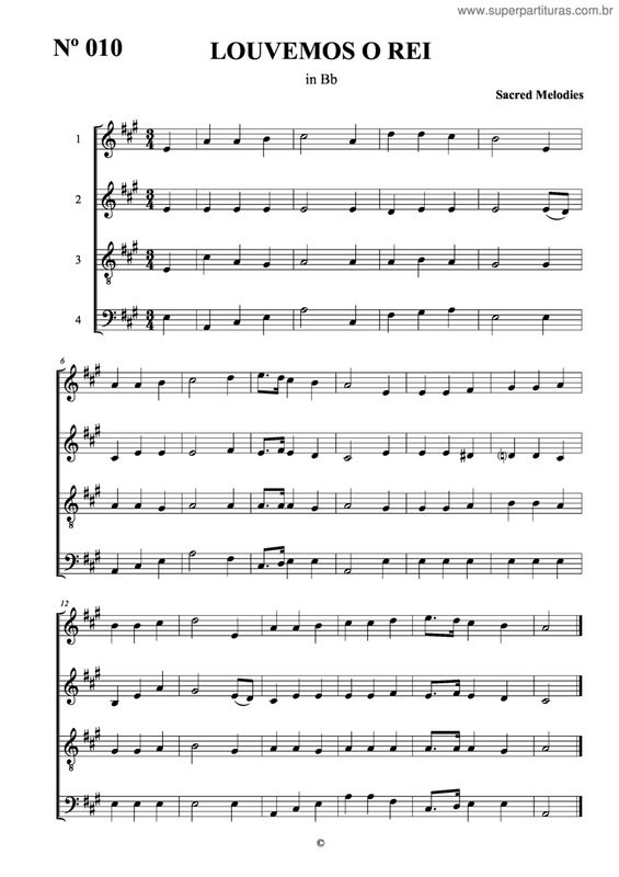 Partitura da música Louvemos O Rei v.2