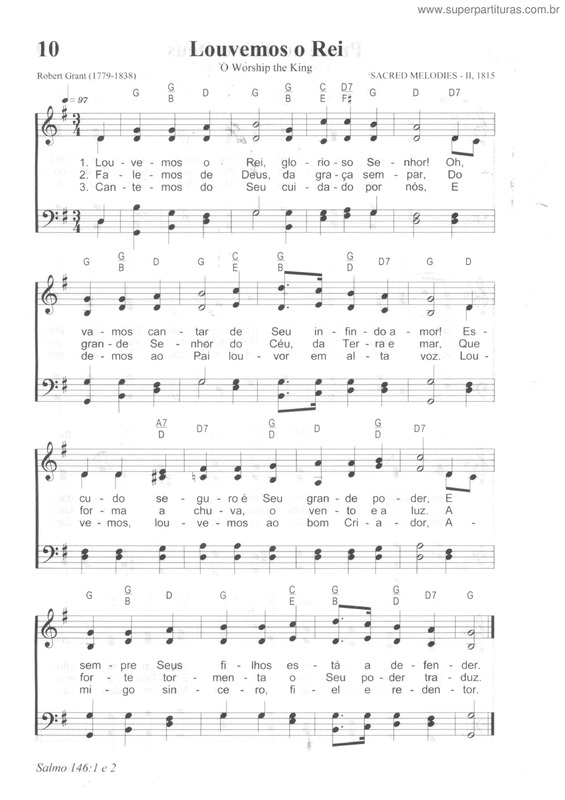 Partitura da música Louvemos O Rei